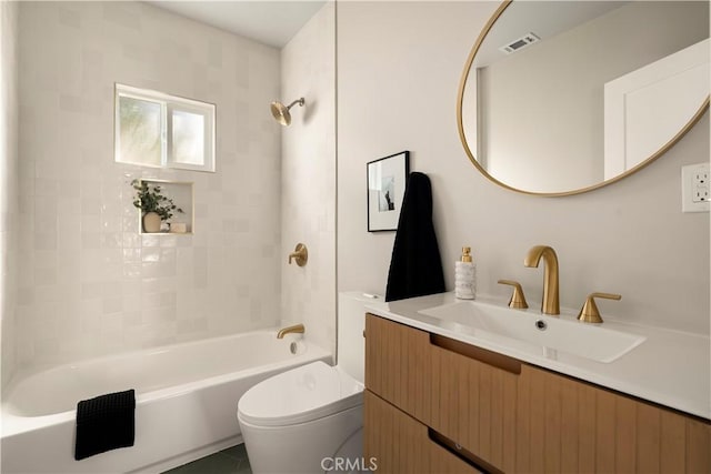 3420 Lifur Ave, Los Angeles, CA 90032 - bathroom with toilet, tub / shower combination, vanity, and tile patterned floors