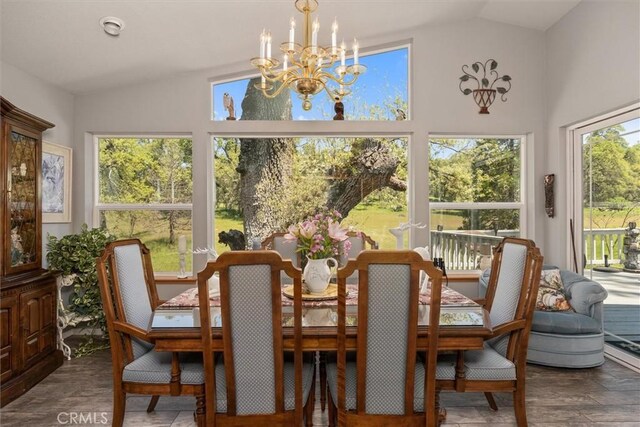 36556 Mudge Ranch Rd, Coarsegold, CA 93614 - sunroom / solarium featuring a notable chandelier