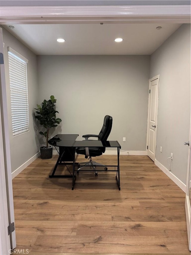 12842 Palm St Unit 108, Garden Grove, CA 92840 - office area with light wood finished floors, baseboards, and recessed lighting