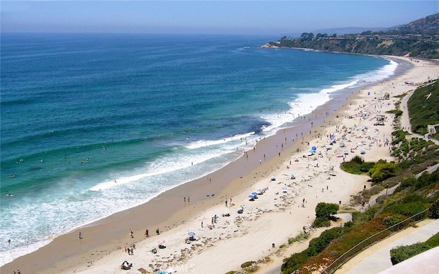 property view of water with a beach view