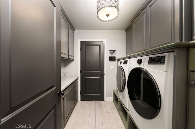 324 W S Ave, Redlands, CA 92373 - washroom featuring cabinet space, washer and dryer, and light wood finished floors
