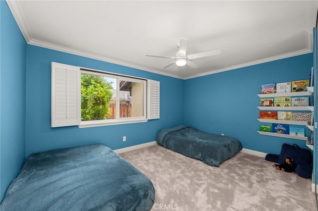 324 W S Ave, Redlands, CA 92373 - bedroom with crown molding, carpet floors, and a ceiling fan