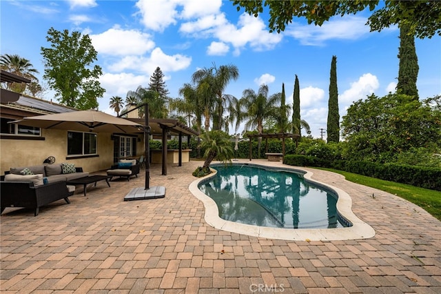 324 W S Ave, Redlands, CA 92373 - outdoor pool featuring a pergola, an outdoor hangout area, and a patio area