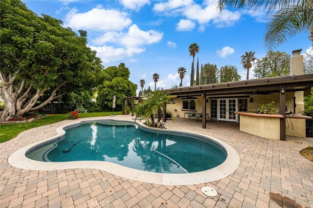 324 W S Ave, Redlands, CA 92373 - swimming pool featuring french doors, a patio, and a pergola
