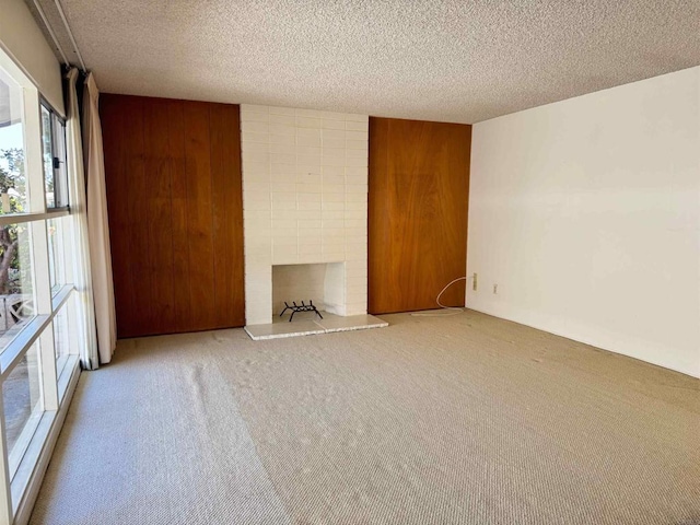 empty room featuring carpet, a textured ceiling, and a wealth of natural light