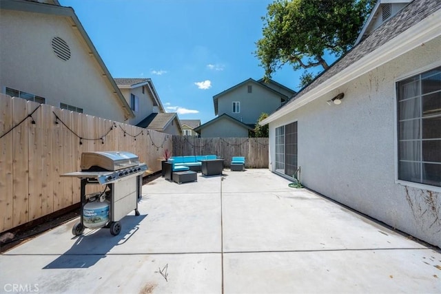 317 Alder St, Arroyo Grande, CA 93420 - view of patio / terrace featuring a fenced backyard, outdoor lounge area, and area for grilling