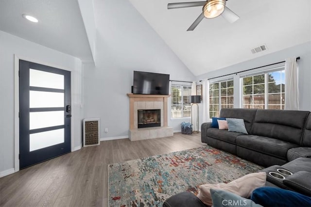 317 Alder St, Arroyo Grande, CA 93420 - living area with visible vents, a ceiling fan, and plenty of natural light