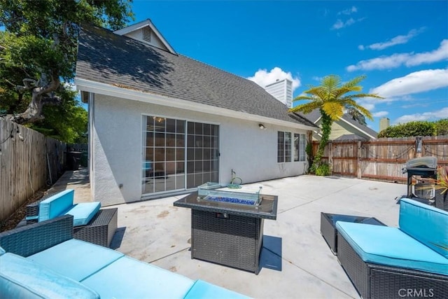317 Alder St, Arroyo Grande, CA 93420 - view of patio / terrace featuring a fenced backyard and an outdoor living space with a fire pit