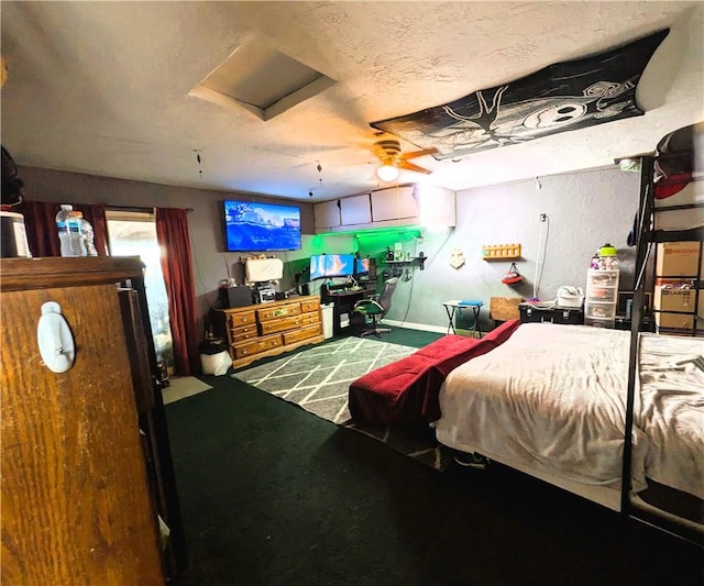 14136 Osage Rd, Apple Valley, CA 92307 - carpeted bedroom featuring attic access