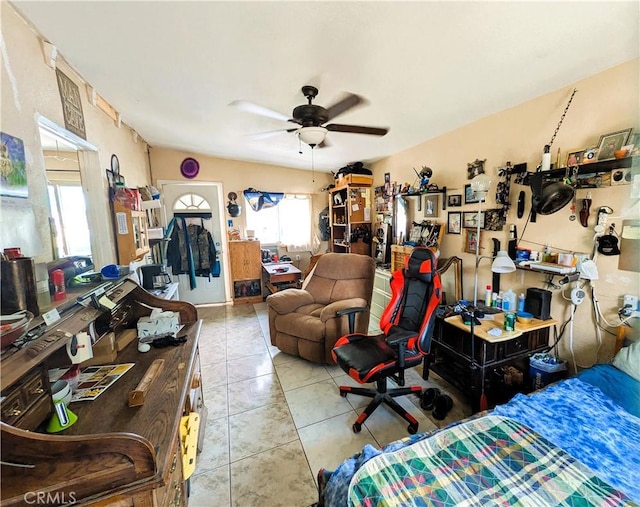 14136 Osage Rd, Apple Valley, CA 92307 - bedroom with a ceiling fan and tile patterned flooring
