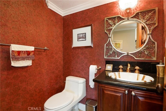 20454 Sartell Dr, Walnut, CA 91789 - bathroom featuring crown molding, toilet, and vanity