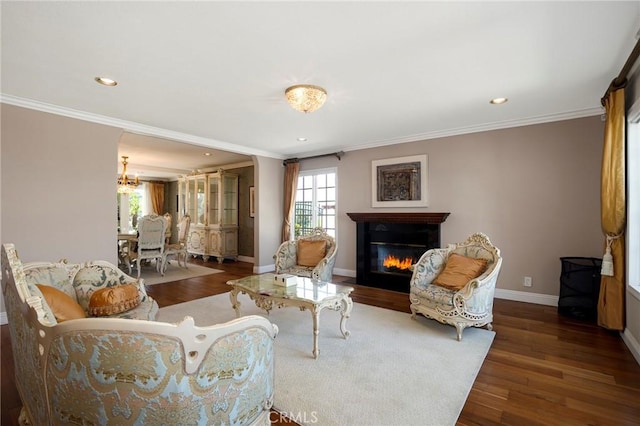 20454 Sartell Dr, Walnut, CA 91789 - living room with crown molding, a glass covered fireplace, and wood finished floors