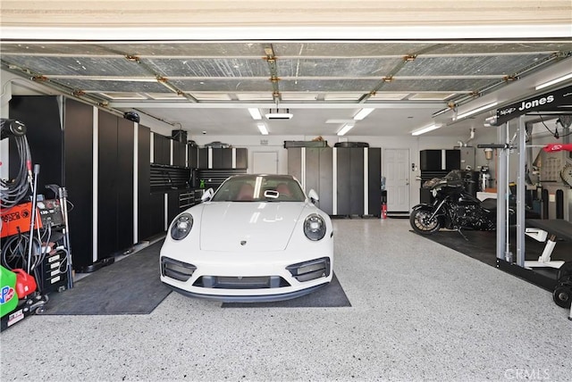 garage with a garage door opener