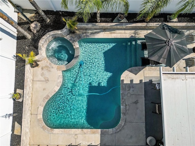 view of pool featuring a fenced in pool
