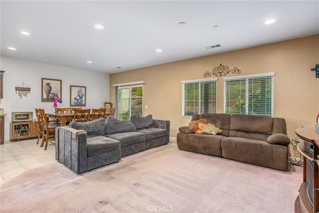 1229 Pinehurst Dr, Calimesa, CA 92320 - living area featuring recessed lighting and light carpet
