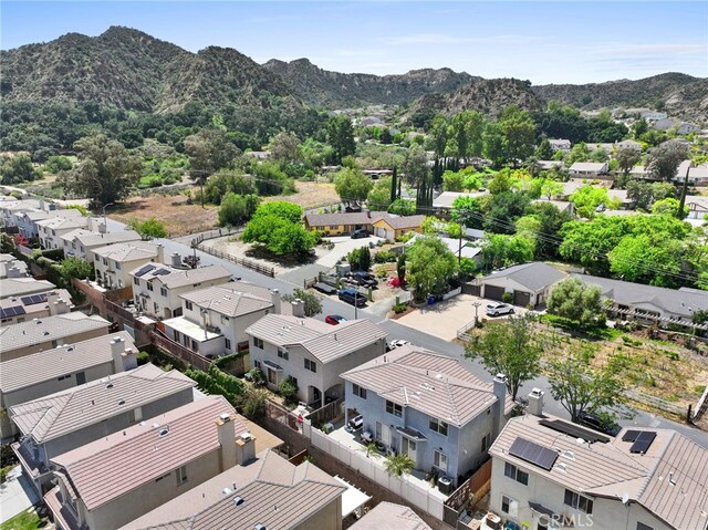aerial view with a residential view and a mountain view