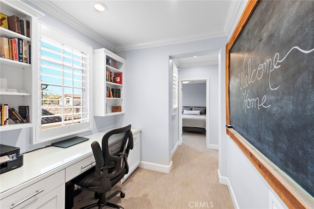 207 Via Galicia, San Clemente, CA 92672 - office area with light colored carpet, crown molding, and recessed lighting