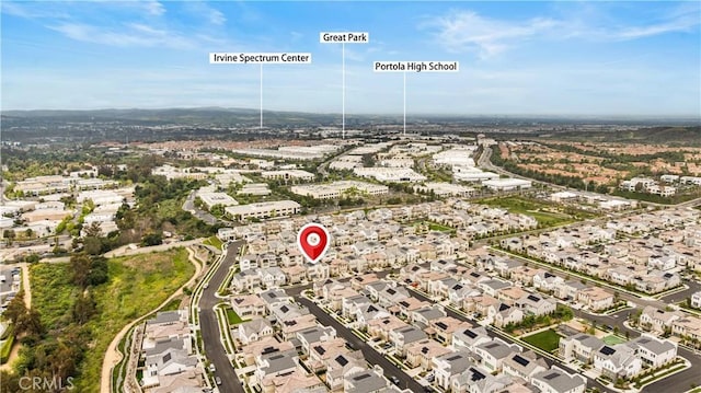 drone / aerial view featuring a residential view