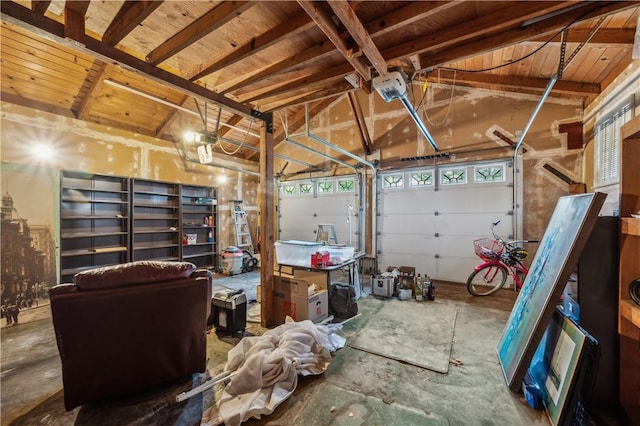 garage with wooden ceiling