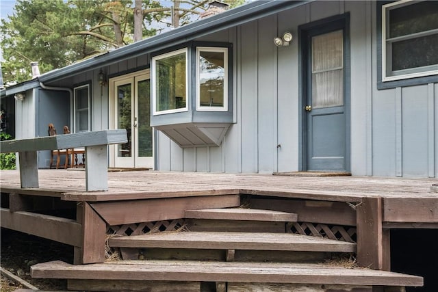 exterior space with board and batten siding