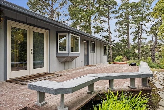 wooden deck with french doors