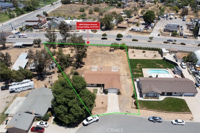 aerial view of property's location with property parcel outlined