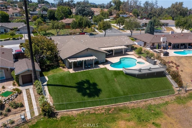 5410 Via, San Jacinto, Riverside, CA 92506 - aerial perspective of suburban area featuring a pool
