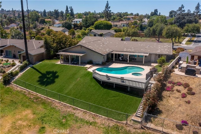 5410 Via, San Jacinto, Riverside, CA 92506 - view of swimming pool with a residential view, a patio area, and a pool with connected hot tub