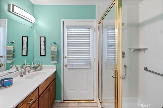 5410 Via, San Jacinto, Riverside, CA 92506 - full bath featuring a shower stall, vanity, and tile patterned floors