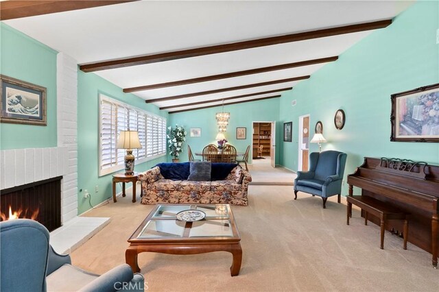 5410 Via, San Jacinto, Riverside, CA 92506 - living area with carpet, baseboards, and a fireplace