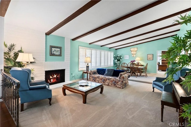 5410 Via, San Jacinto, Riverside, CA 92506 - carpeted living room featuring a brick fireplace