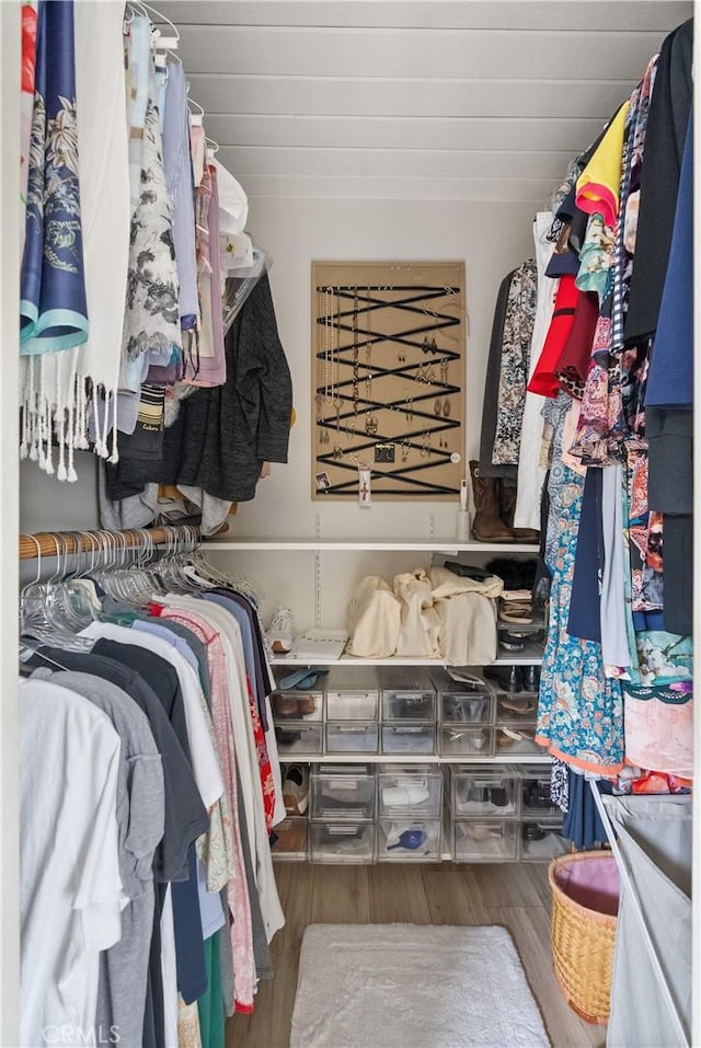 spacious closet featuring wood finished floors