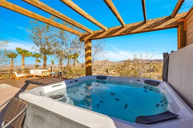 7423 Juniper Rd, Joshua Tree, CA 92252 - exterior space featuring a mountain view and a hot tub