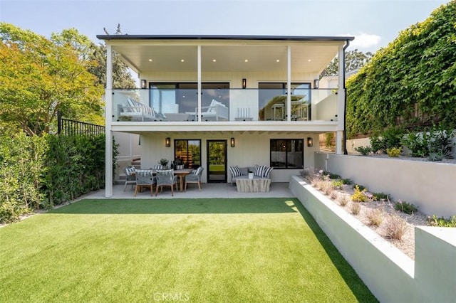 13817 Valley Vista Blvd, Sherman Oaks, CA 91423 - rear view of property with a balcony, outdoor lounge area, and a patio area