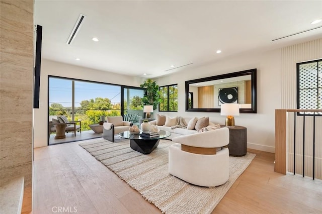 13817 Valley Vista Blvd, Sherman Oaks, CA 91423 - living room featuring wood finished floors and recessed lighting