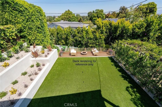 13817 Valley Vista Blvd, Sherman Oaks, CA 91423 - view of yard with a wooden deck