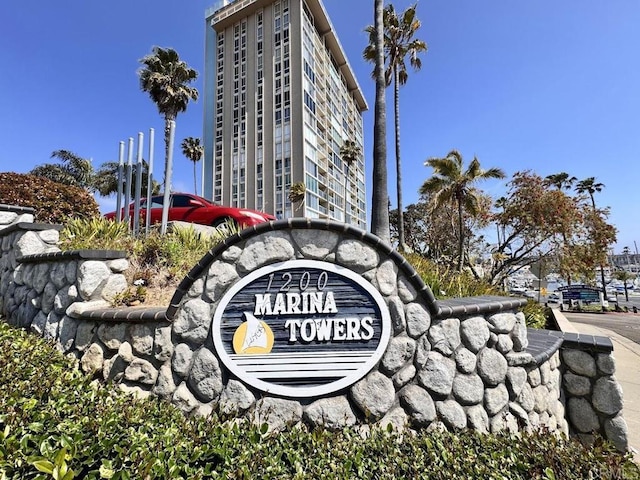 view of community sign