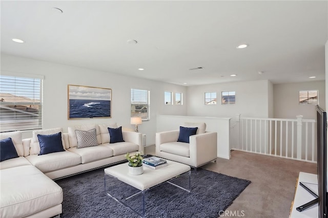 687 Ballesteros St, Perris, CA 92571 - living area with carpet, recessed lighting, and visible vents
