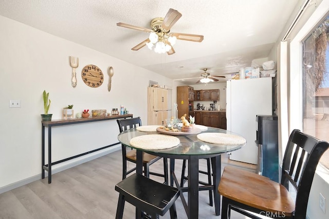 1107 B St, Brawley, CA 92227 - dining space featuring a ceiling fan, a textured ceiling, and light wood-style floors