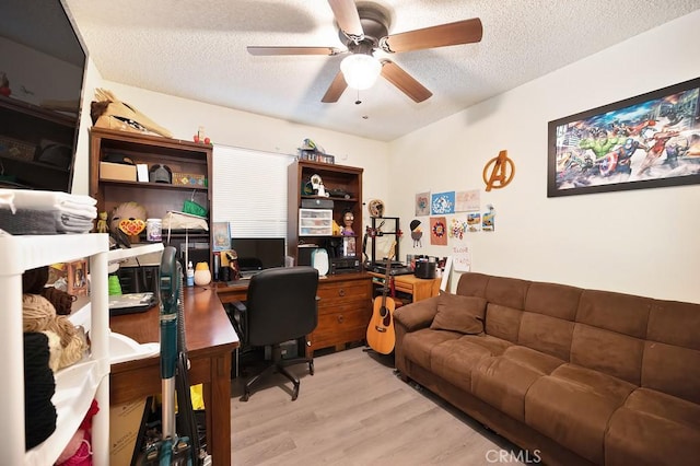 1107 B St, Brawley, CA 92227 - home office with ceiling fan, light wood finished floors, and a textured ceiling