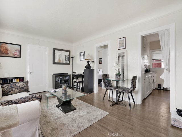 1407 Obispo Ave, Long Beach, CA 90804 - living room featuring dark wood-style flooring
