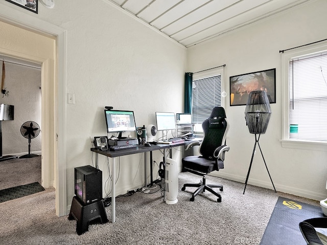 1407 Obispo Ave, Long Beach, CA 90804 - carpeted home office with vaulted ceiling and baseboards