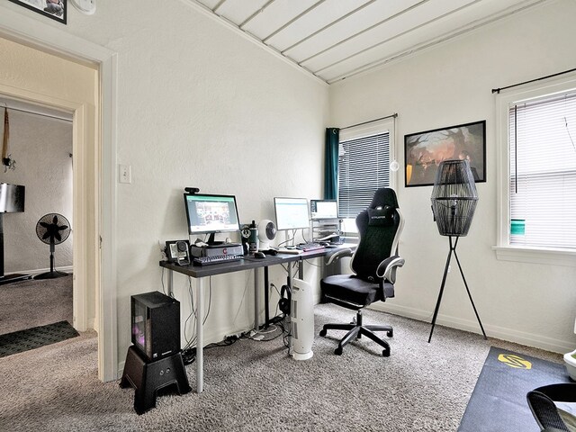 1407 Obispo Ave, Long Beach, CA 90804 - carpeted home office with vaulted ceiling and baseboards