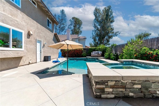 11691 Mount Baker Ct, Rancho Cucamonga, CA 91737 - view of pool with an in-ground hot tub, a fenced backyard, and a patio area