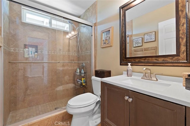 11691 Mount Baker Ct, Rancho Cucamonga, CA 91737 - bathroom with toilet, vanity, and a stall shower