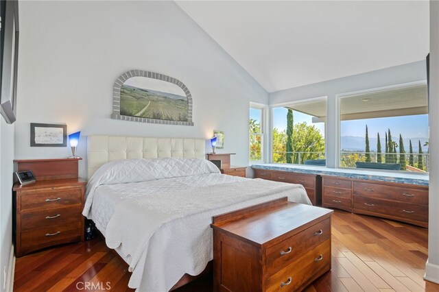 12320 Louise Ave, Granada Hills, CA 91344 - bedroom featuring lofted ceiling and wood finished floors