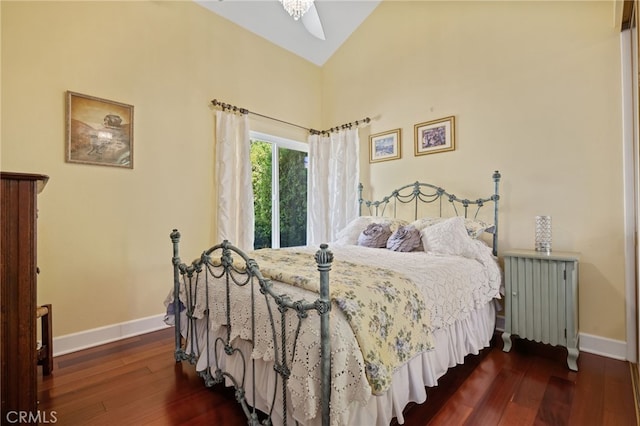 12320 Louise Ave, Granada Hills, CA 91344 - bedroom featuring baseboards, hardwood / wood-style flooring, and high vaulted ceiling