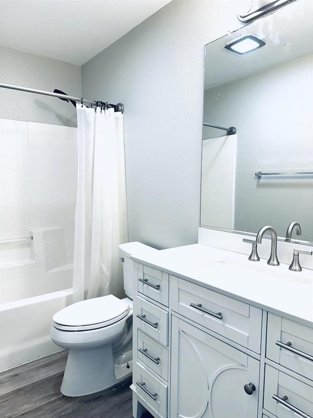 4729 Lagunita Way, Oceanside, CA 92057 - full bathroom with wood finished floors, toilet, shower / bath combination with curtain, and vanity