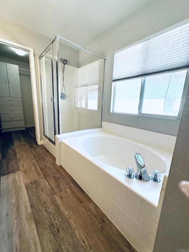 4729 Lagunita Way, Oceanside, CA 92057 - bathroom with a shower stall, wood finished floors, and a bath