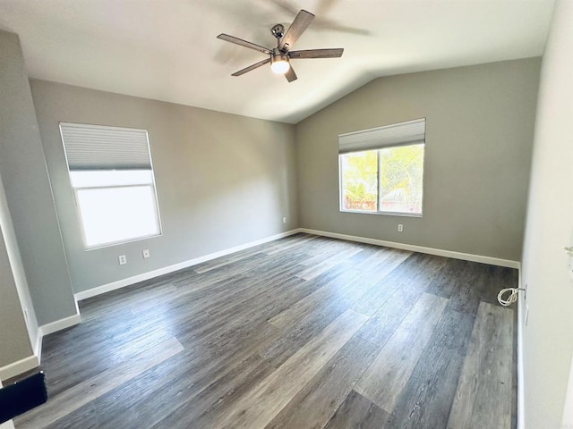 4729 Lagunita Way, Oceanside, CA 92057 - empty room with ceiling fan, plenty of natural light, dark wood-style floors, and lofted ceiling